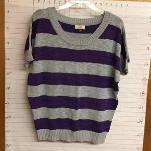 LEI women's purple and gray striped sweater sz XL